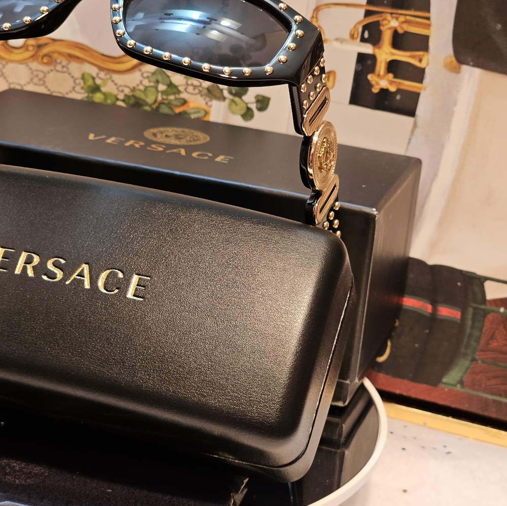 Versace Black Studded Sunglasses - Picture 6 of 15
